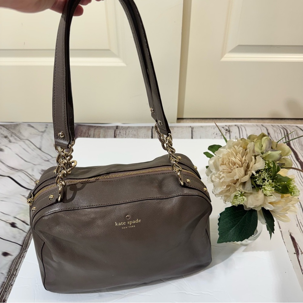 Kate Spade Litchfield Nanette Satchel Leather Bag French Grey